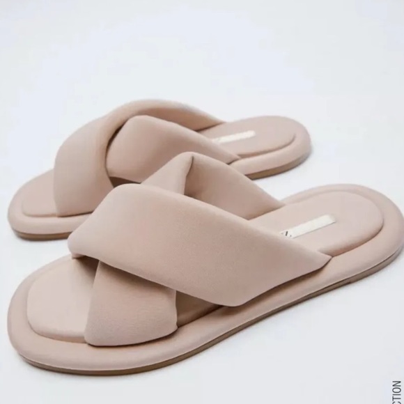 Zara Puff Slides Crisscrossed Sandals - Picture 2 of 13